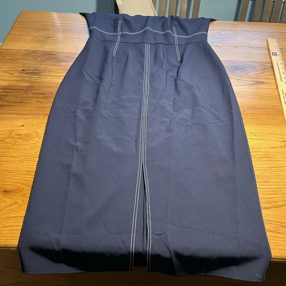 ASOS NWT Chic Navy Midi Dress with front Slit Size 10 - Picture 12 of 15